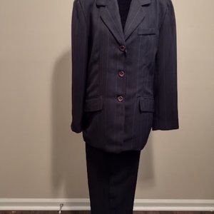 Norton McNaughton, 2pc Pant Suit, Navy Blue Pin Stipes, Size-14